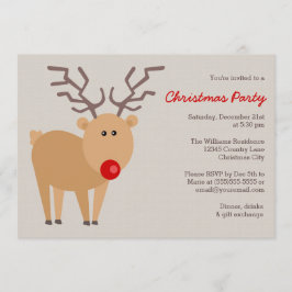 Cute Reindeer Rustic-julen Party Inbjudningar