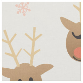 Cute Reindeer Snöflingor Mönster Tyg