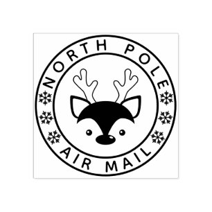 Cute Reindeer & Snöflingor North Pole Luft Mail Stämpel