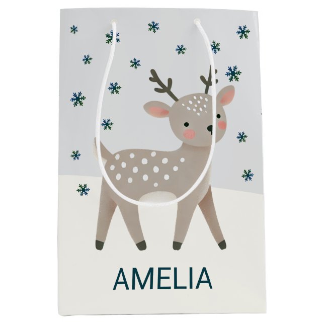 Cute Reindeer Snowflakes Drawing Christmas Name (Framsidan)