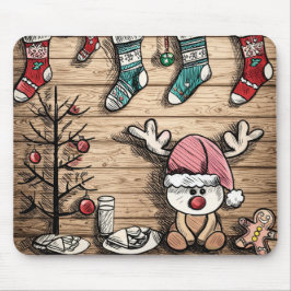 Cute Reindeer Stockings Christmas Mousepad Musmatta