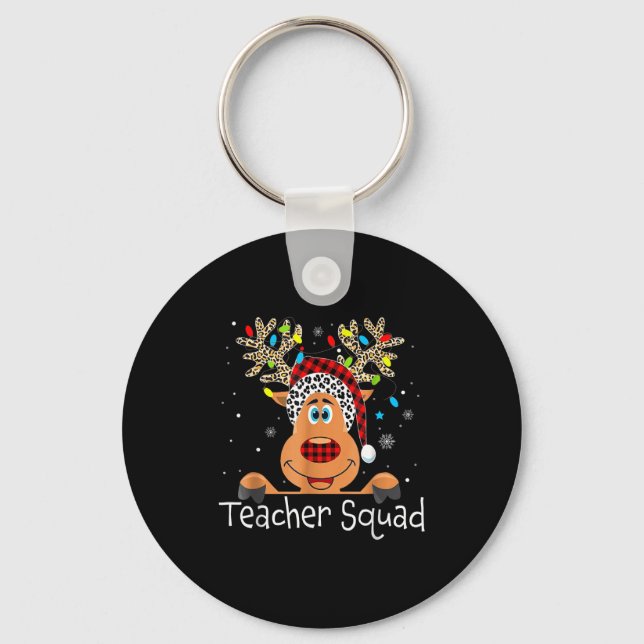 Cute Reindeer Teacher Squad Christmas  Nyckelring (Framsida)