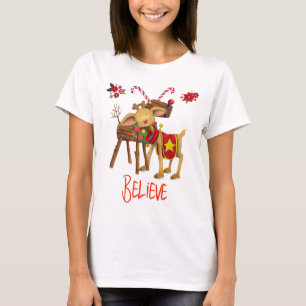 Cute Reindeer tror på julen Helgdag T Shirt