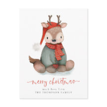 Cute Reindeer Watercolor God jul Helgdag