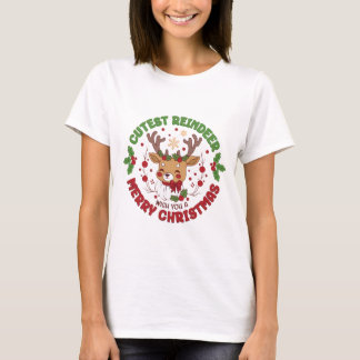 Cute Reindeer Wish You A Merry Christmas T Shirt