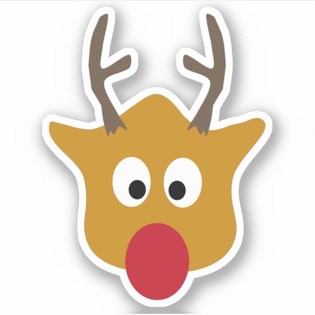 Cute Reindees med röd näsjul Klistermärken (Framsida)