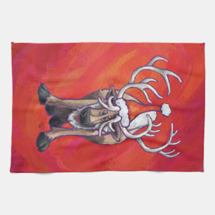 Cute Reindejul jul på Red Kökshandduk