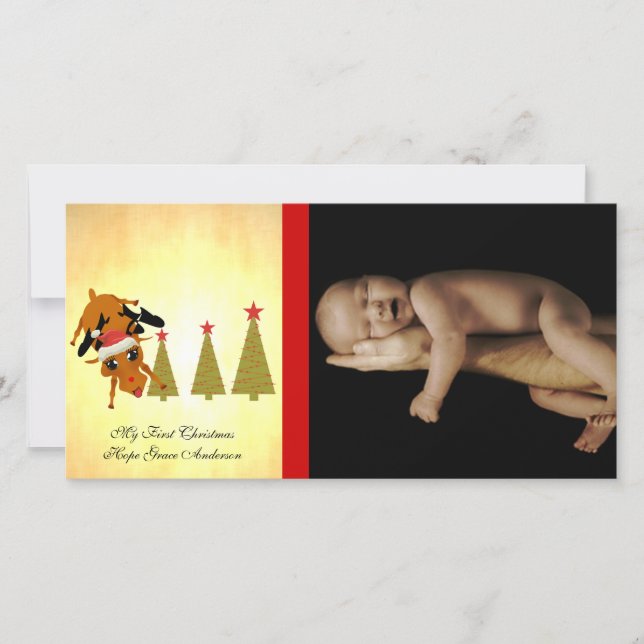 Cute Reinder Mitt första julfotoport för Helgdag Julkort (Framsida)