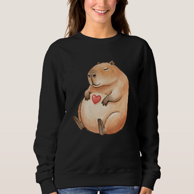 Cute Relaxed Capybara Valetntines Day Kawaii Heart T Shirt (Framsida)