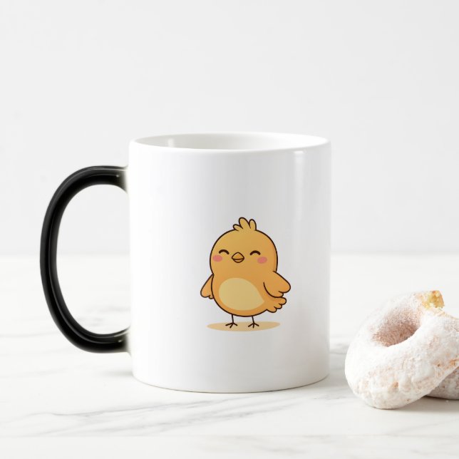Cute Relaxed Chick Minimal Cartoon Magisk Mugg (Med munk)