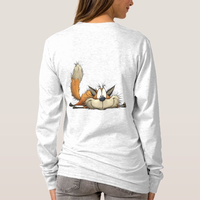 Cute Relaxed Fox Cartoon T Shirt (Baksida)