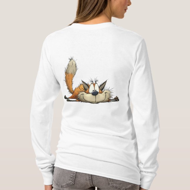 Cute Relaxed Fox Cartoon T Shirt (Baksida)