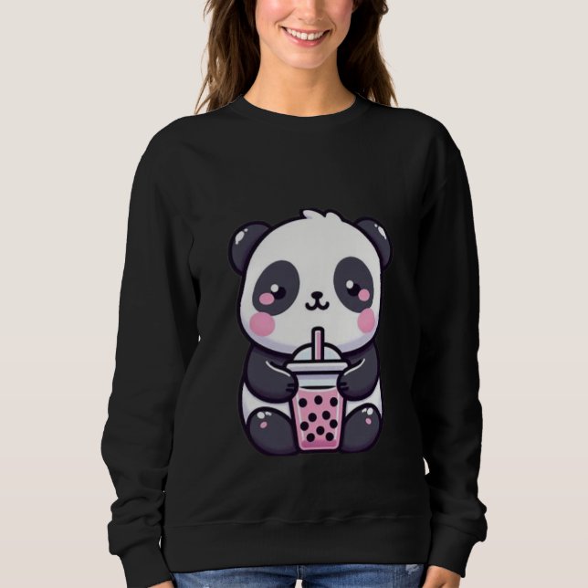 Cute Relaxed Panda Cartoon – Adorable Kawaii Panda T Shirt (Framsida)