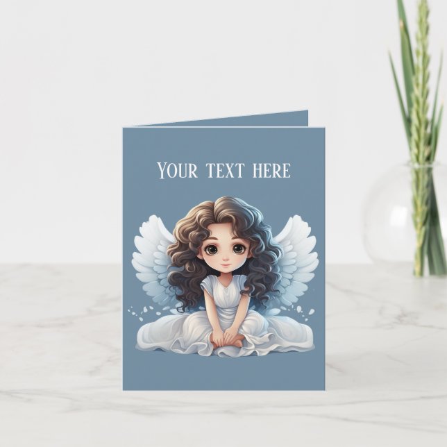 Cute Religiösa Angel lägger till text Kort (Framsida)