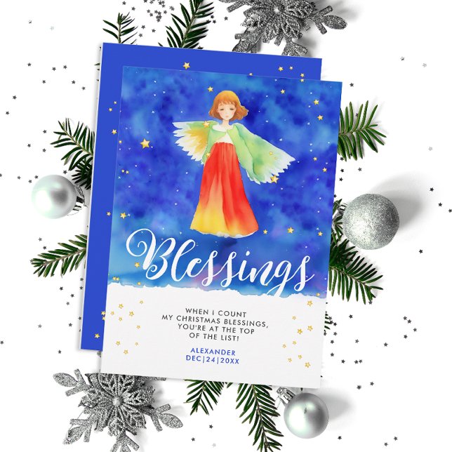 Cute Religiösa Colorful Angel Blessens Vattenfärg Inbjudningar (Skapare uppladdad)