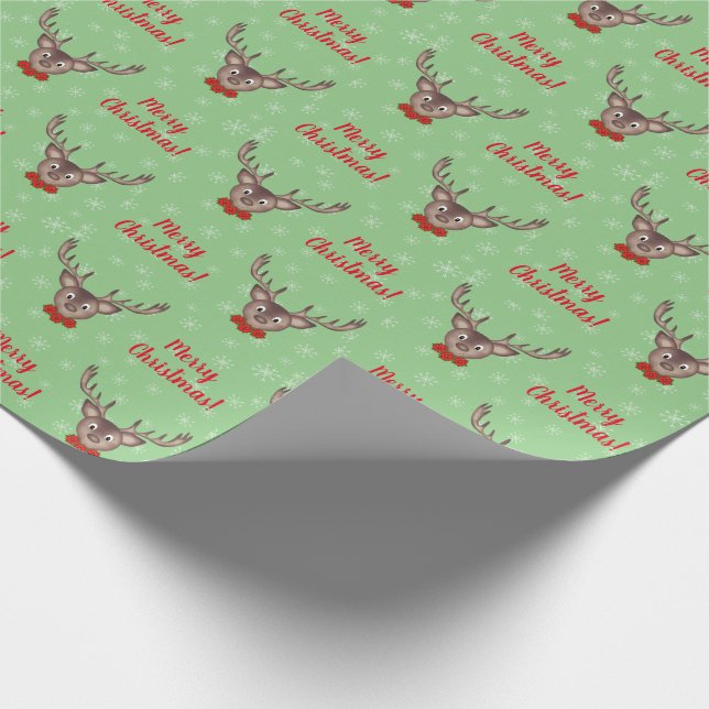 Cute renar med rödblommor anpassningsbar presentpapper (Hörn)