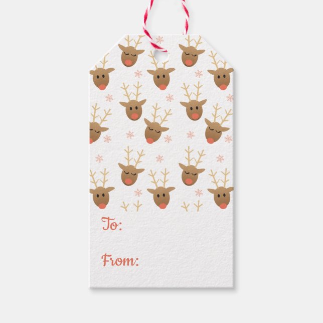 Cute Renar Mönster till och från Orange Presentetikett (Framsidan)