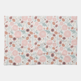 Cute Repeat Blommigt Rosa Cream Botanical Print Kökshandduk