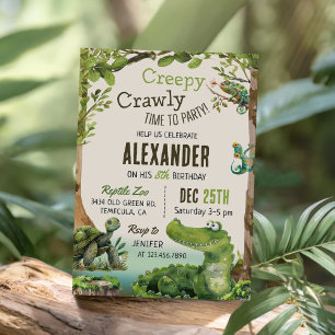 Cute Reptile-Barn-Födelsedagsfest Inbjudningar