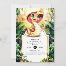 Cute Reptiles Snake Birthday Inbjudningar