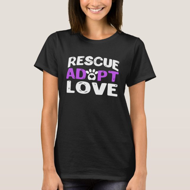 Cute Rescue Adopt Love   as Dog or Cat T Shirt (Framsida)