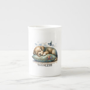 Cute Restless Puppy Stressar mindre Benporslin Mugg