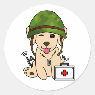 Cute Retriever Hund Hjälm för krigsherrar Runt Klistermärke