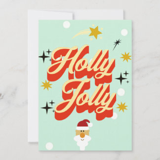 Cute Retro 50s Typography Holly Jolly Christmas Ca Inbjudningar