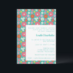 Cute Retro 60s Blommor Turkos Bat mitzvah Inbjudningar<br><div class="desc">Cute Groovy Retro 60s Blommor Turcoise Blue and Shock rosa Bat mitzvah bjudning</div>