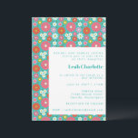 Cute Retro 60s Blommor Turkos Bat mitzvah Inbjudningar<br><div class="desc">Cute Groovy Retro 60s Blommor Turcoise Blue and Shock rosa Bat mitzvah bjudning</div>