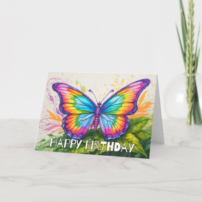 Cute Retro Abstrakt Butterfly Art Kort (Framsida)