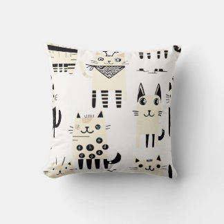 Cute Retro Alien Cat Mönster Dekorativ kudde
