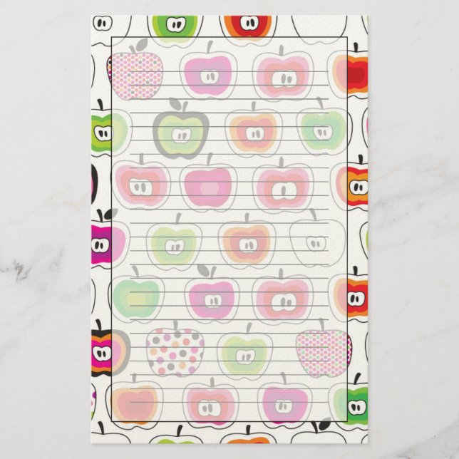 Cute retro apple mönster brevpapper (Framsida)