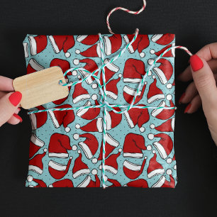 Cute retro aqua Blue vintage Santa mönster Presentpapper