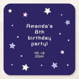 Cute Retro Arcade Game Barns födelsedag Underlägg Papper Kvadrat