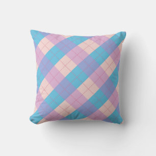 Cute Retro Argyle Mönster i Rosa Lila Blue Kudde