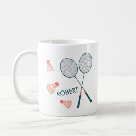 Cute Retro Badminton Birdie Racquet CUSTOM NAMN Kaffemugg