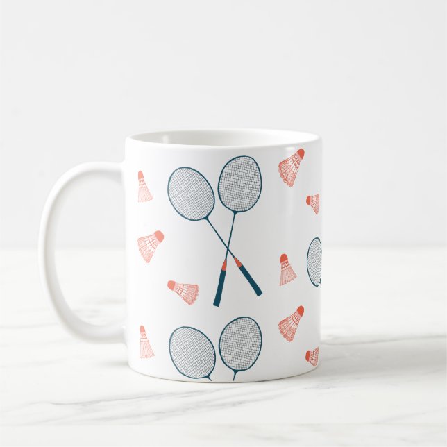 Cute Retro Badminton Birdie Racquet Shuttlecock Kaffemugg (Vänster)