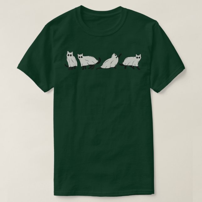 Cute Retro Black Cat Ghost Fall Halloween T Shirt (Design framsida)
