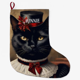 Cute Retro Black Cat-jul Stor Julstrumpa