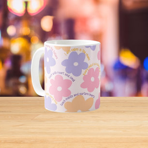 Cute Retro Blommigt Teacher Gift med bekräftelse Kaffemugg