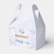 Cute Retro Blue-flygplan 1:a födelsedag