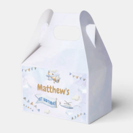 Cute Retro Blue-flygplan 1:a födelsedag Presentaskar