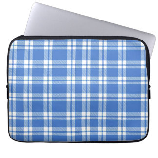 Cute Retro Blue Gingham Plaid Pattern Laptop Fodral