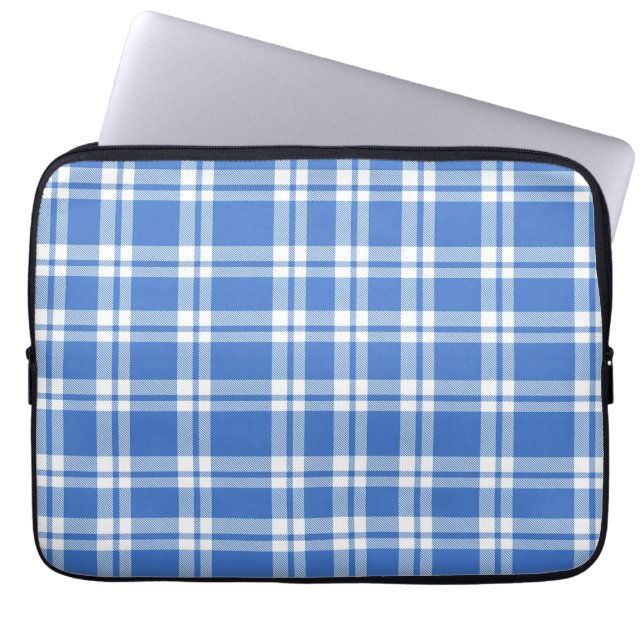 Cute Retro Blue Gingham Plaid Pattern Laptop Fodral (Framsidan)