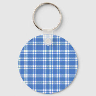 Cute Retro Blue Gingham Plaid Pattern Nyckelring