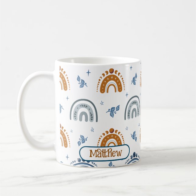 Cute Retro Boho Celestial Mönster Personlig Kaffemugg (Vänster)