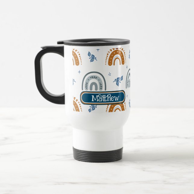 Cute Retro Boho Celestial Mönster Personlig Resemugg (Vänster)