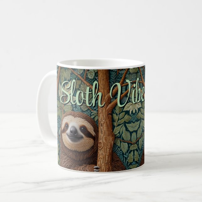Cute retro boho funny Sloth Vibes Only Kaffemugg (Framsida vänster)