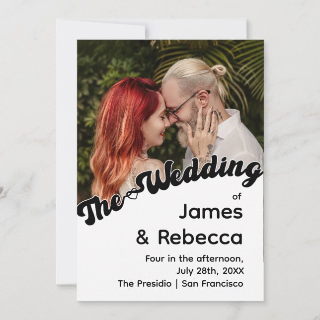 Cute Retro Boho minimalistisk Quirky-text och foto Inbjudningar (Framsida)